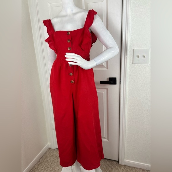 Red Carter Vibrant Red Jumpsuit with Wide-Leg Design Size XS. A48 - Picture 2 of 16